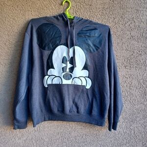 Vintage Disney Mickey Mouse Peek A Boo Dark Gray Pull Over Hooded Sweatshirt M